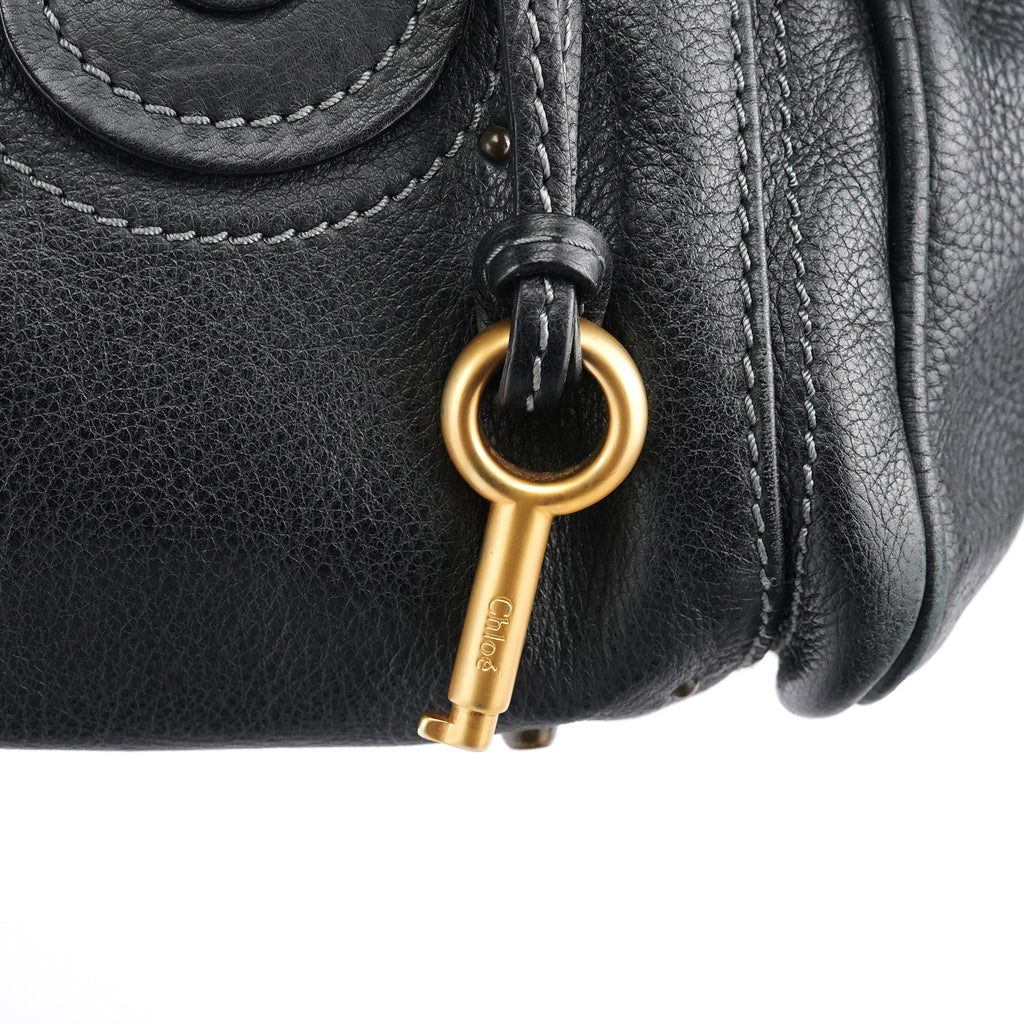 Black Leather Paddington Shoulder Bag