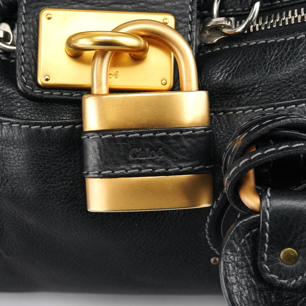 Black Leather Paddington Shoulder Bag