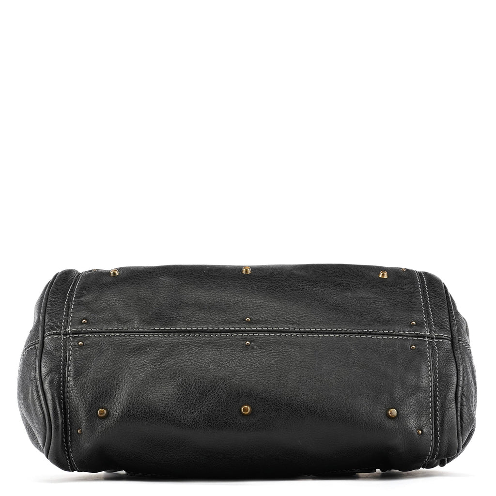 Black Leather Paddington Shoulder Bag