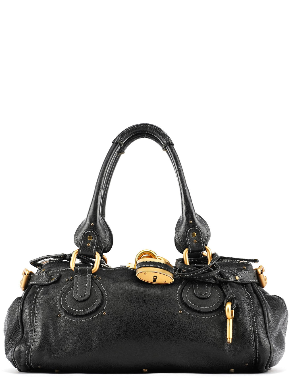 Black Leather Paddington Shoulder Bag