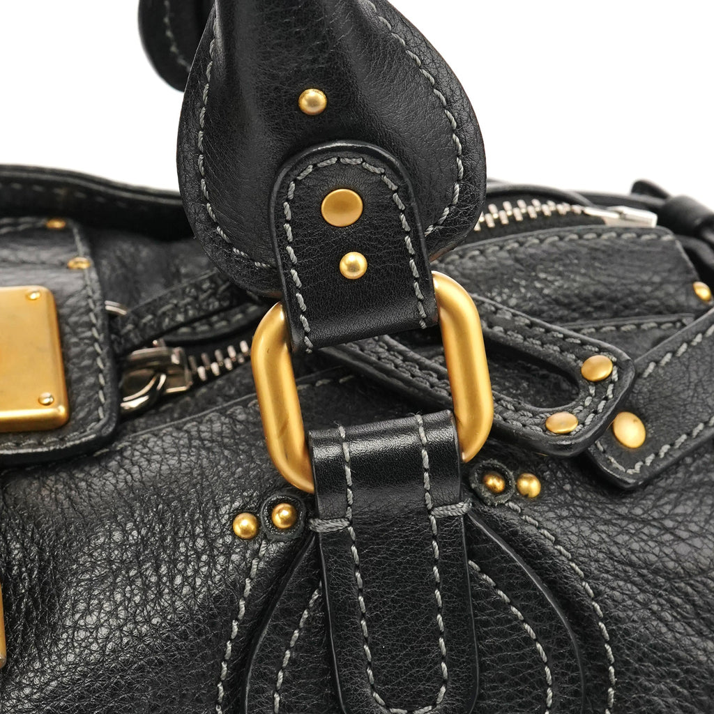 Black Leather Paddington Shoulder Bag