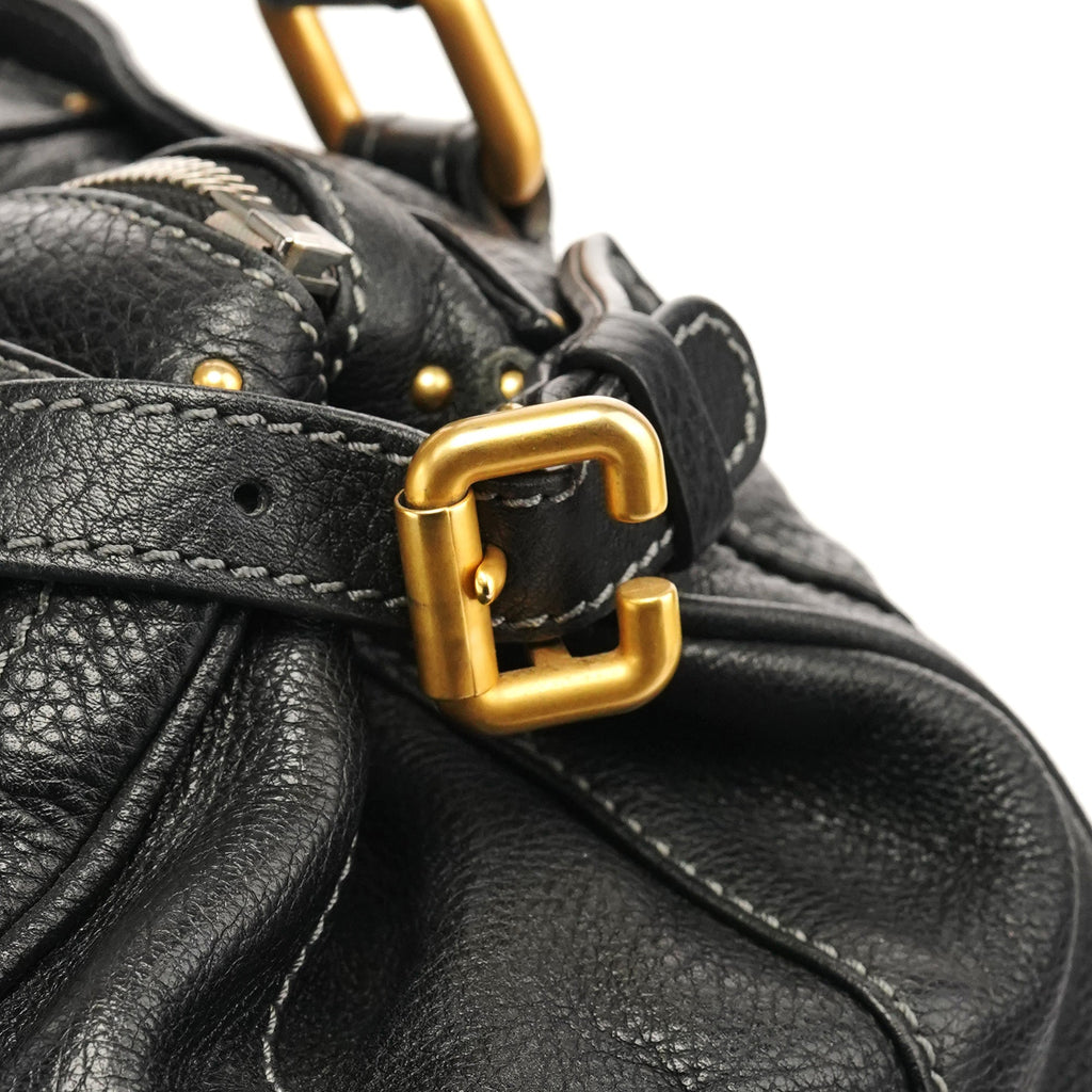 Black Leather Paddington Shoulder Bag
