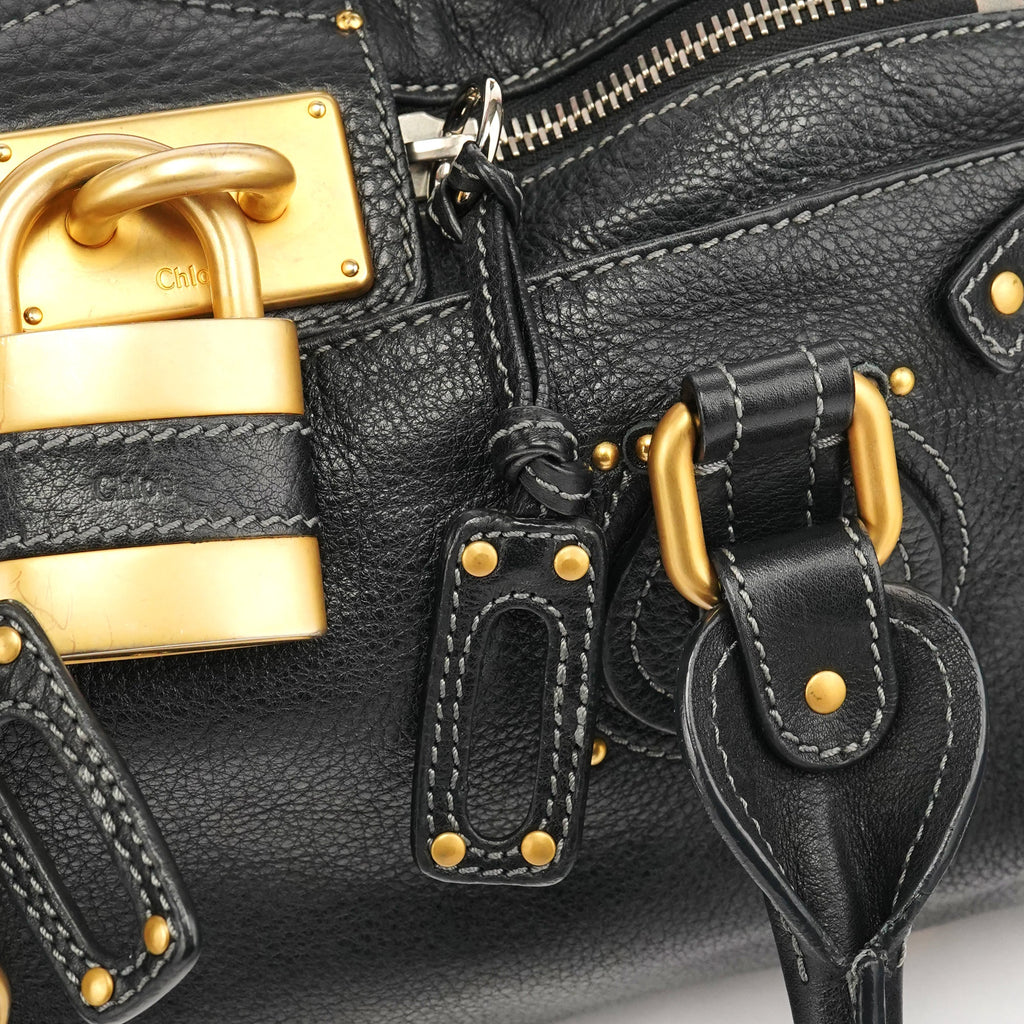Black Leather Paddington Shoulder Bag