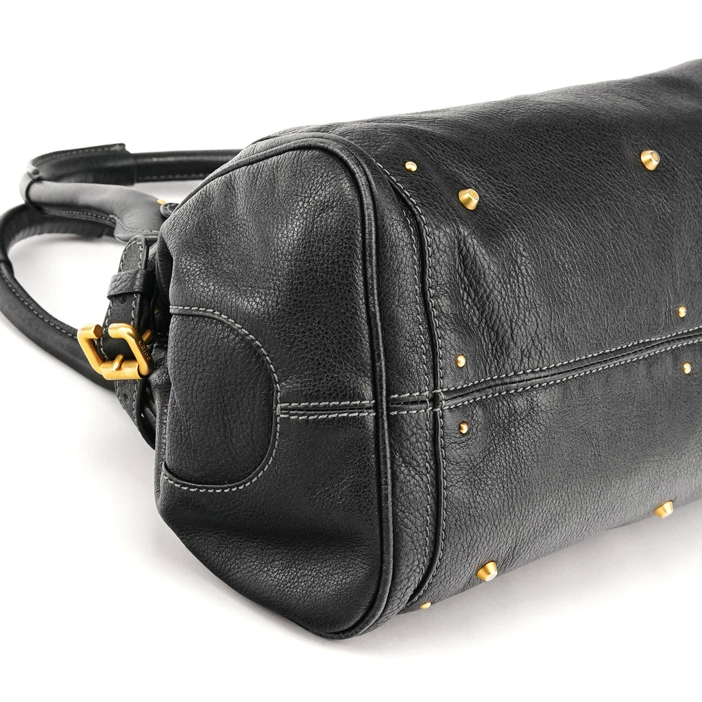 Black Leather Paddington Shoulder Bag