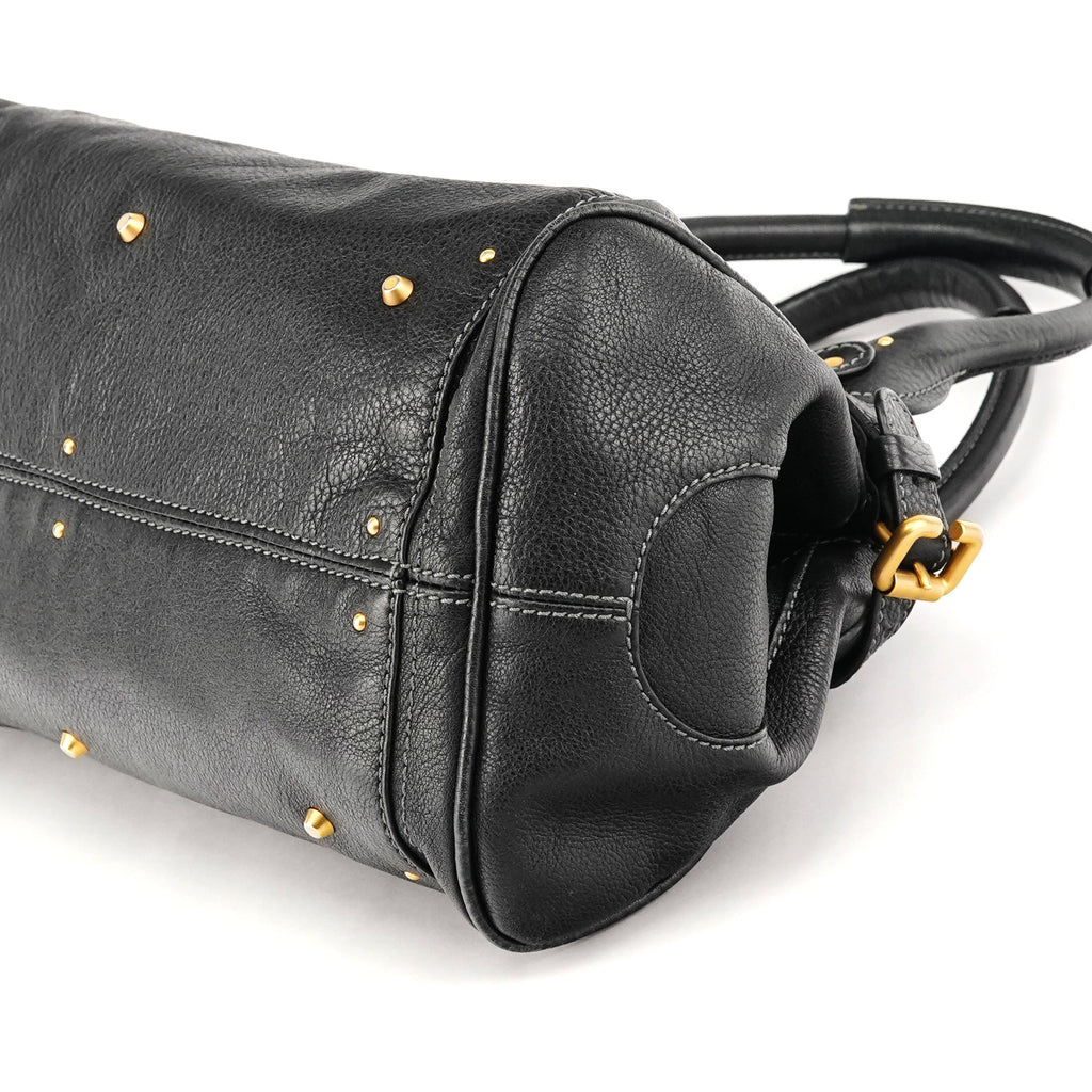 Black Leather Paddington Shoulder Bag