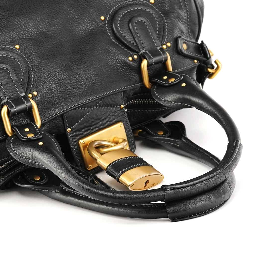 Black Leather Paddington Shoulder Bag