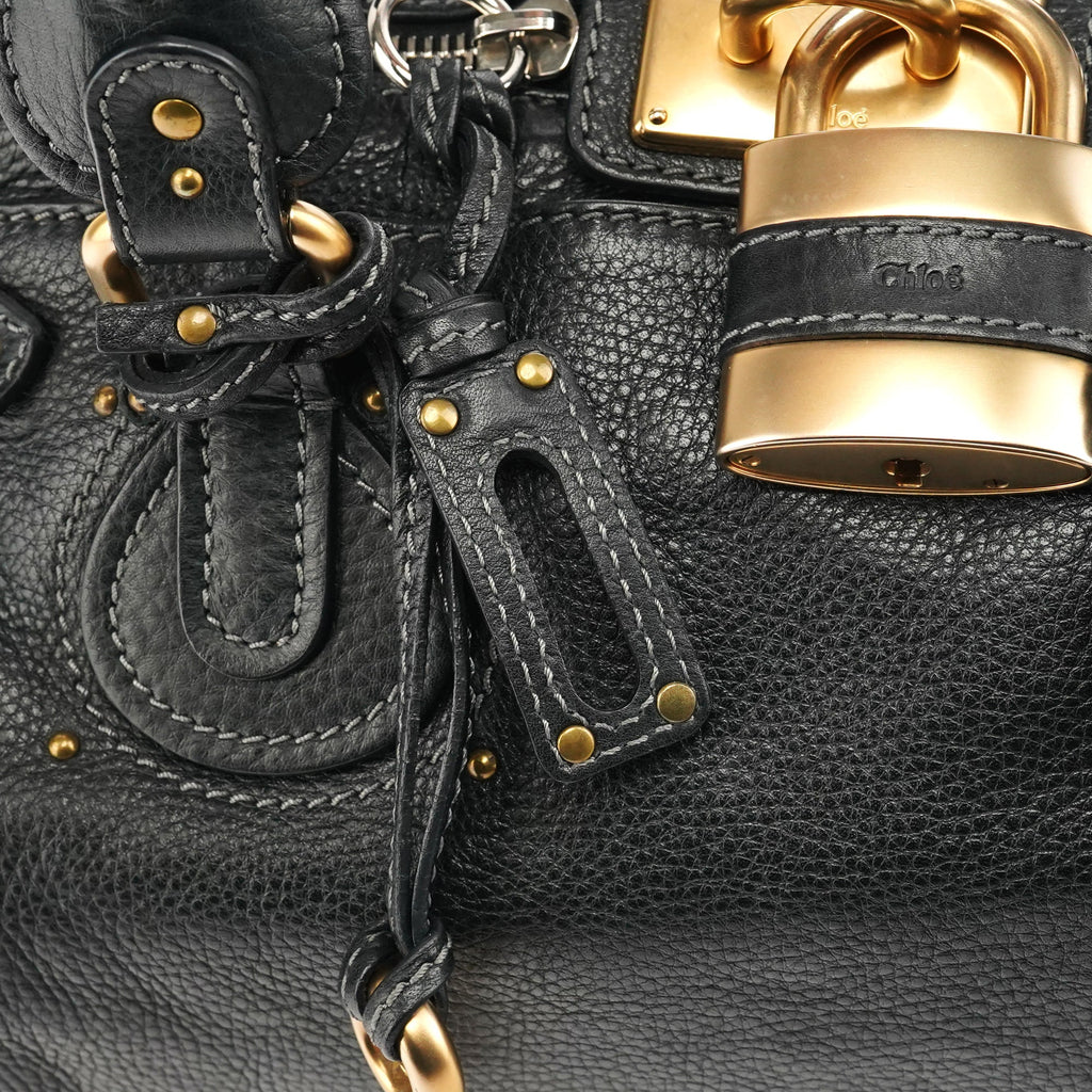 Black Leather Paddington Shoulder Bag