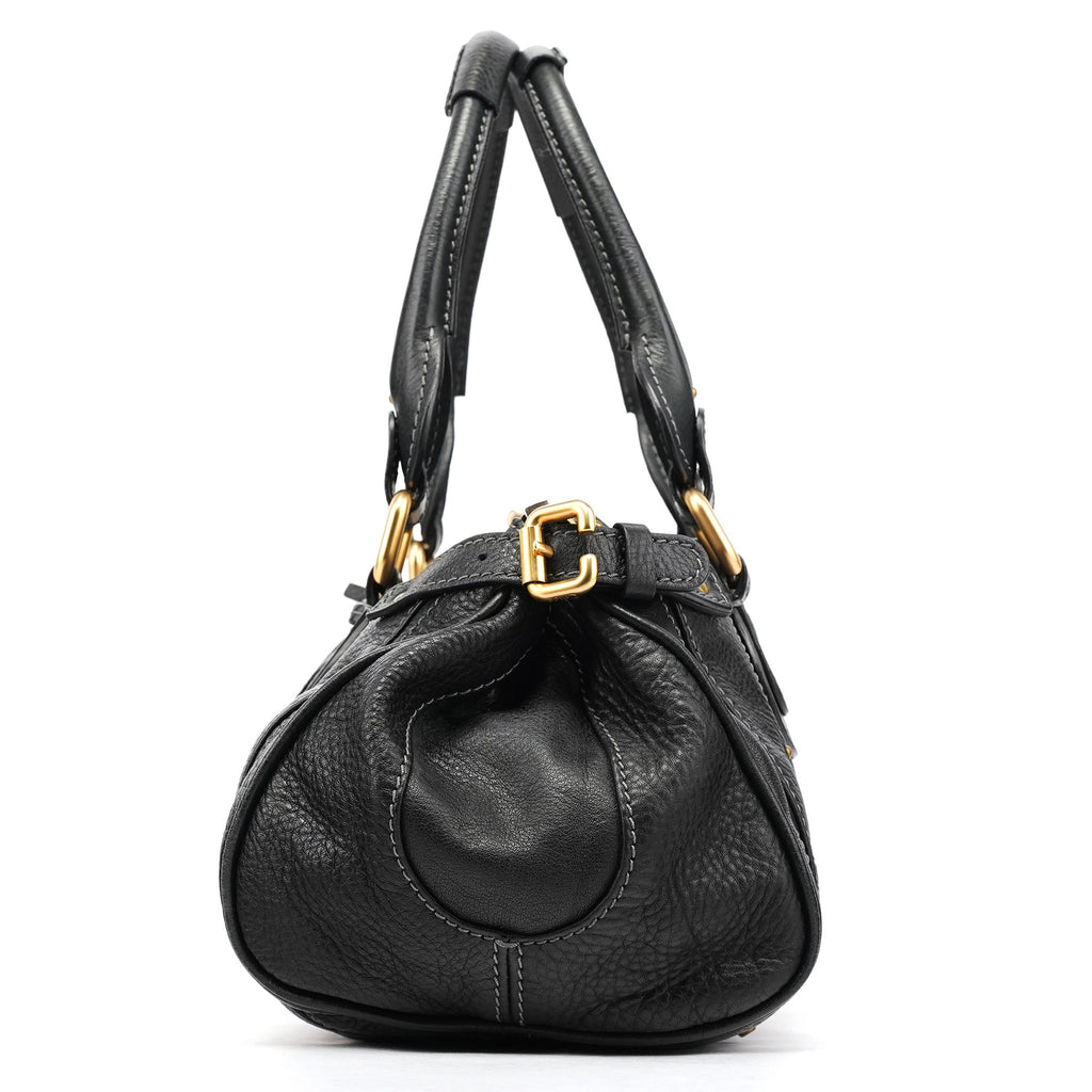 Black Leather Paddington Shoulder Bag