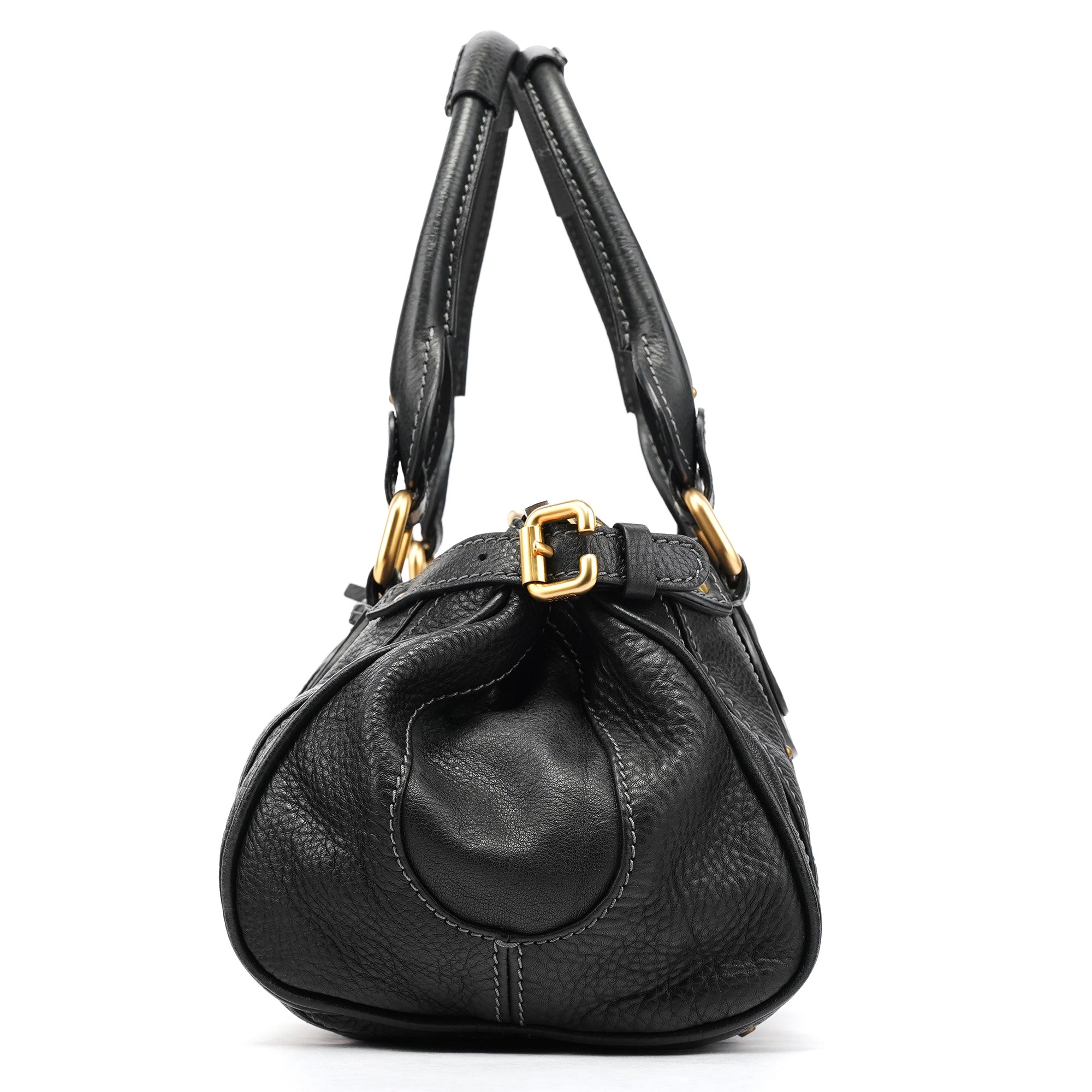 Black Leather Paddington Shoulder Bag