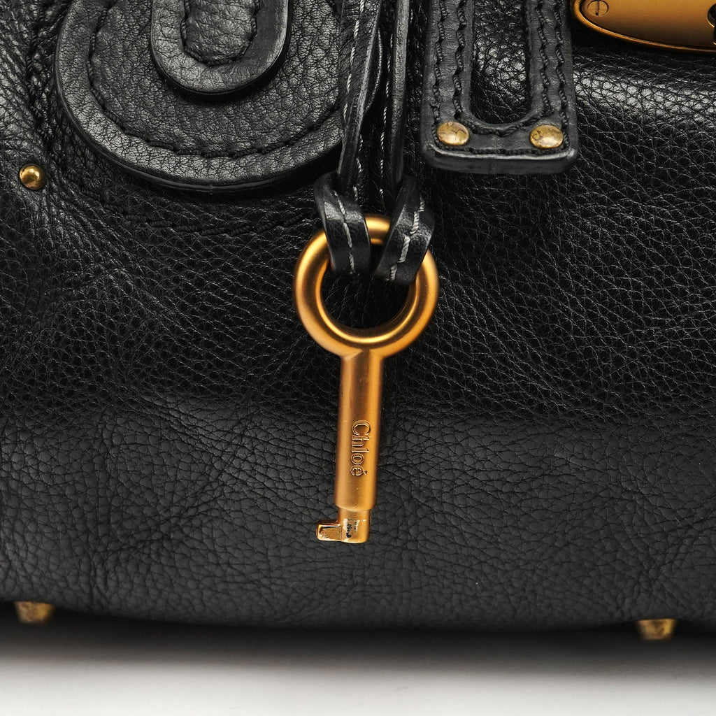 Black Leather Paddington Shoulder Bag