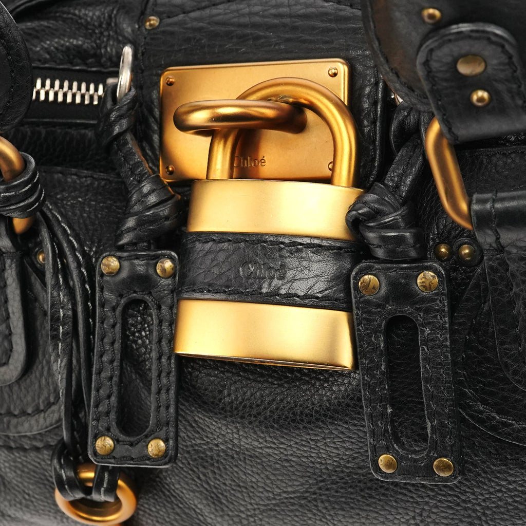Black Leather Paddington Shoulder Bag