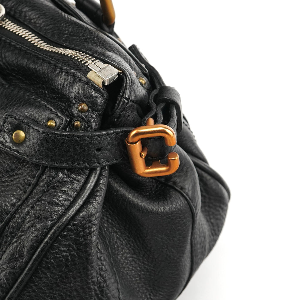 Black Leather Paddington Shoulder Bag