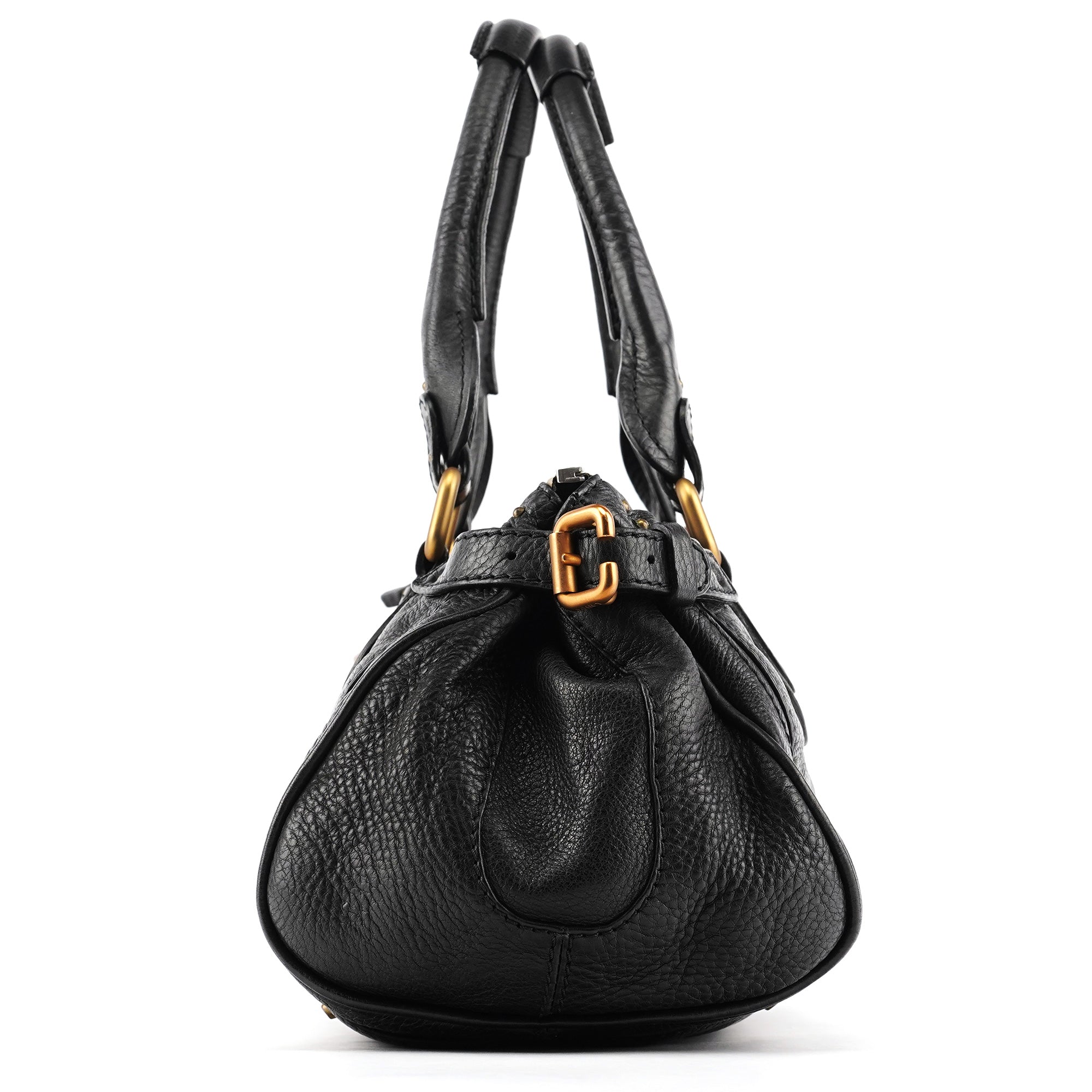Black Leather Paddington Shoulder Bag