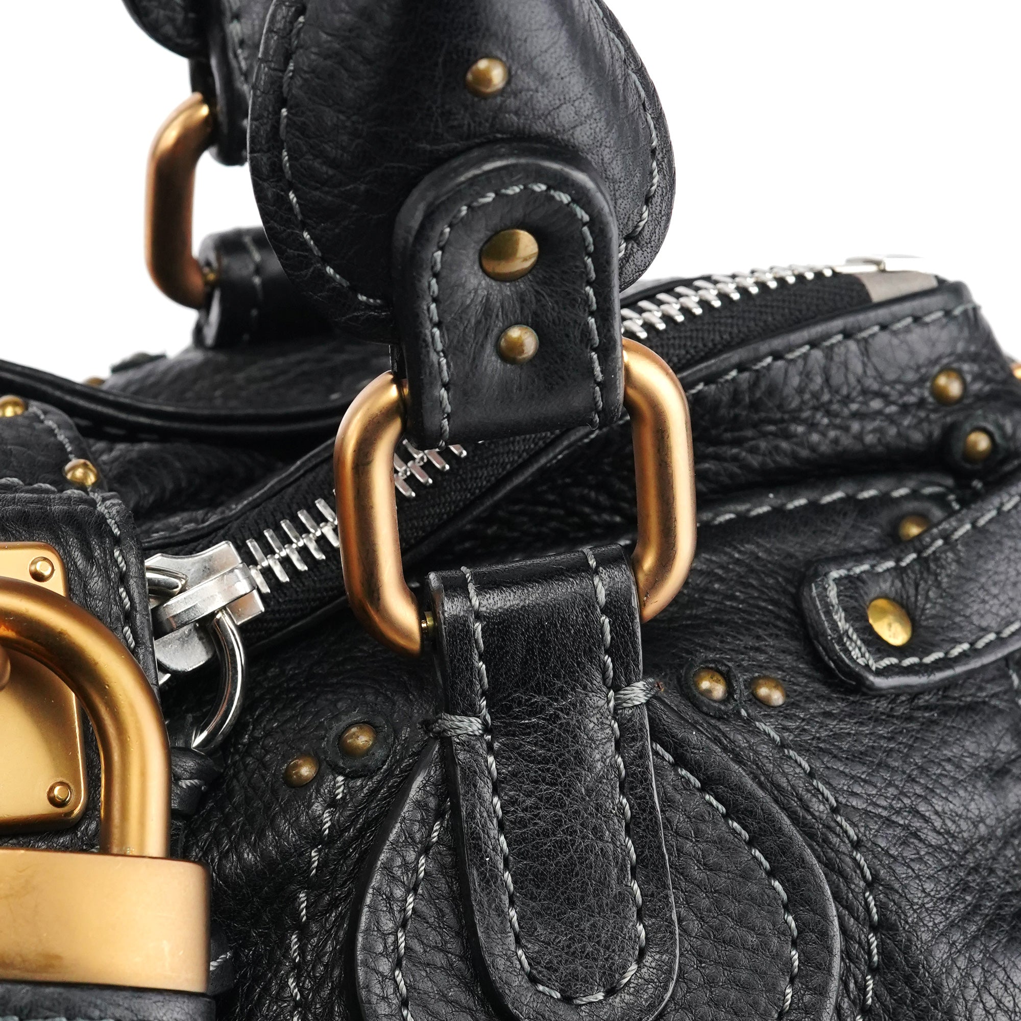 Black Leather Paddington Shoulder Bag