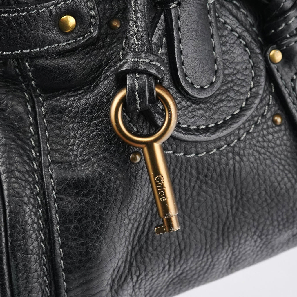 Black Leather Paddington Shoulder Bag