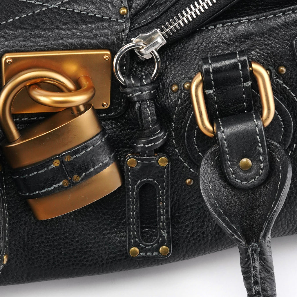 Black Leather Paddington Shoulder Bag