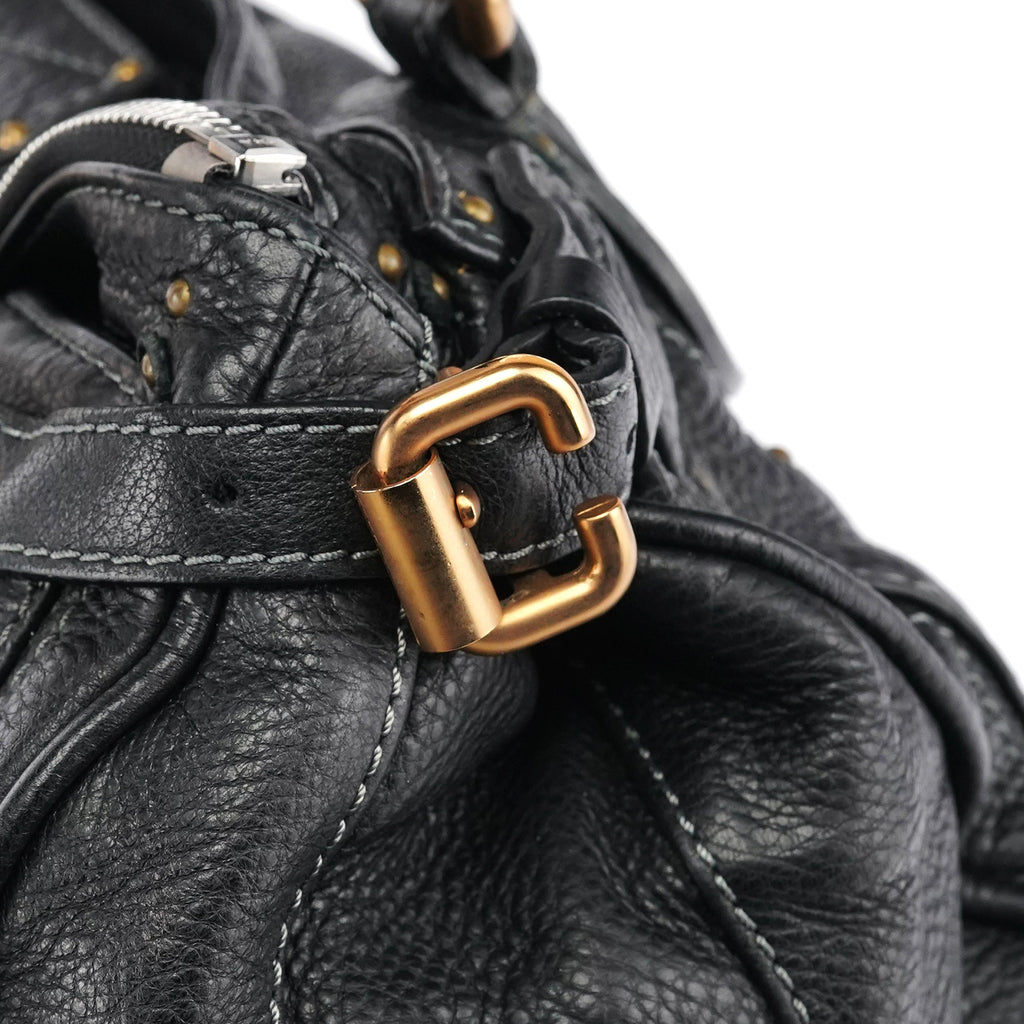 Black Leather Paddington Shoulder Bag