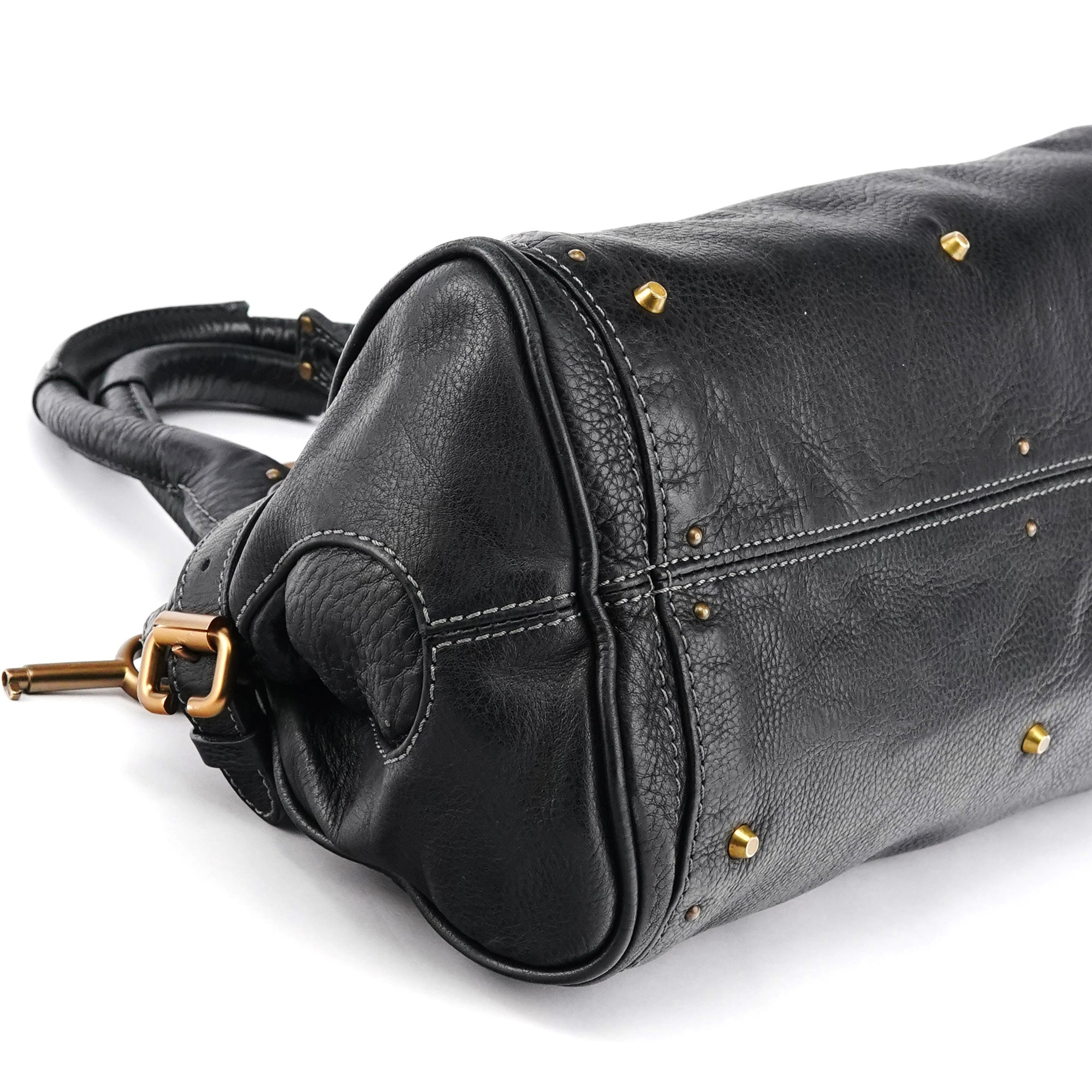 Black Leather Paddington Shoulder Bag