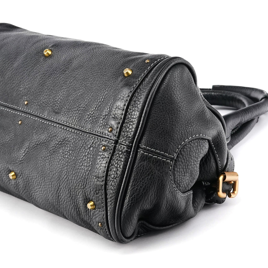 Black Leather Paddington Shoulder Bag