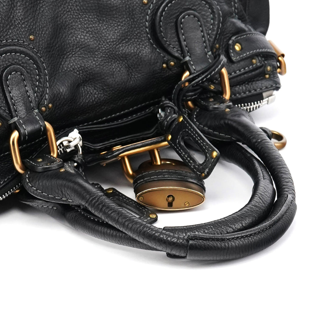 Black Leather Paddington Shoulder Bag