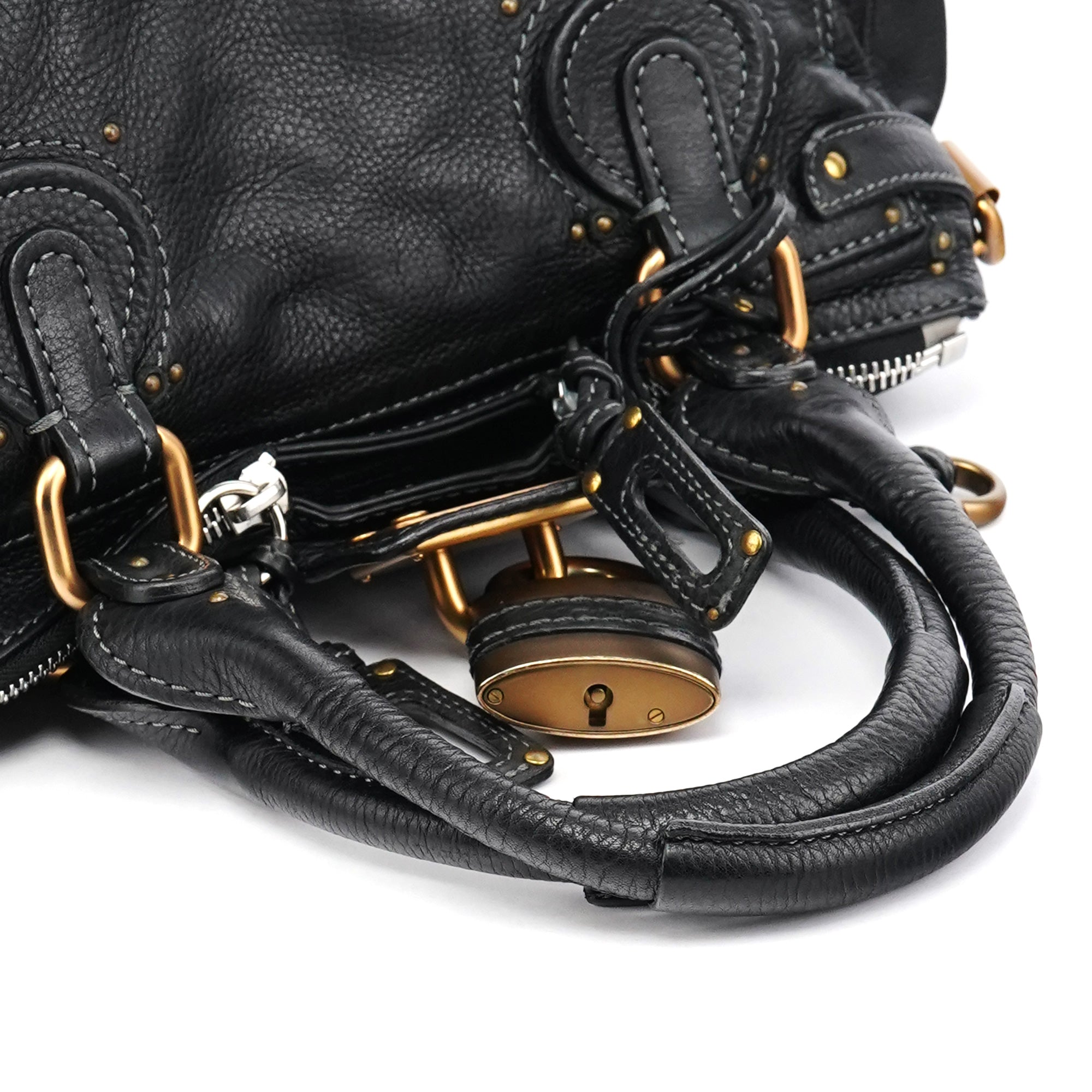 Black Leather Paddington Shoulder Bag