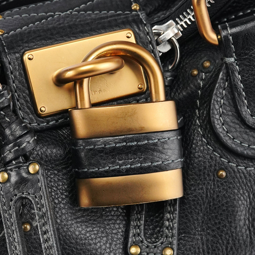 Black Leather Paddington Shoulder Bag