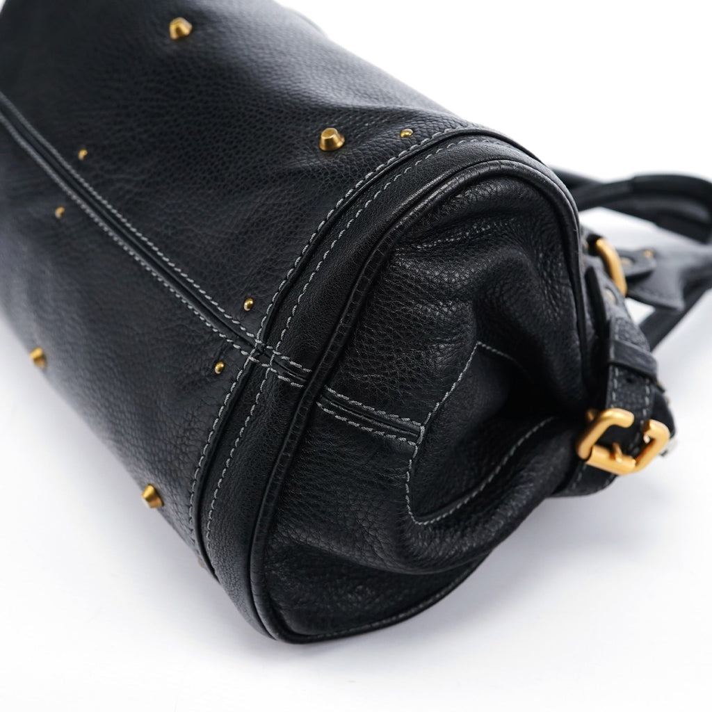 Black Leather Paddington Shoulder Bag