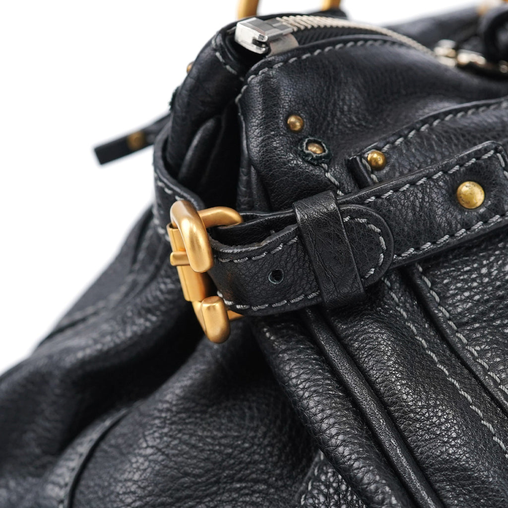 Black Leather Paddington Shoulder Bag
