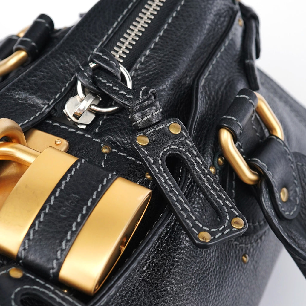 Black Leather Paddington Shoulder Bag