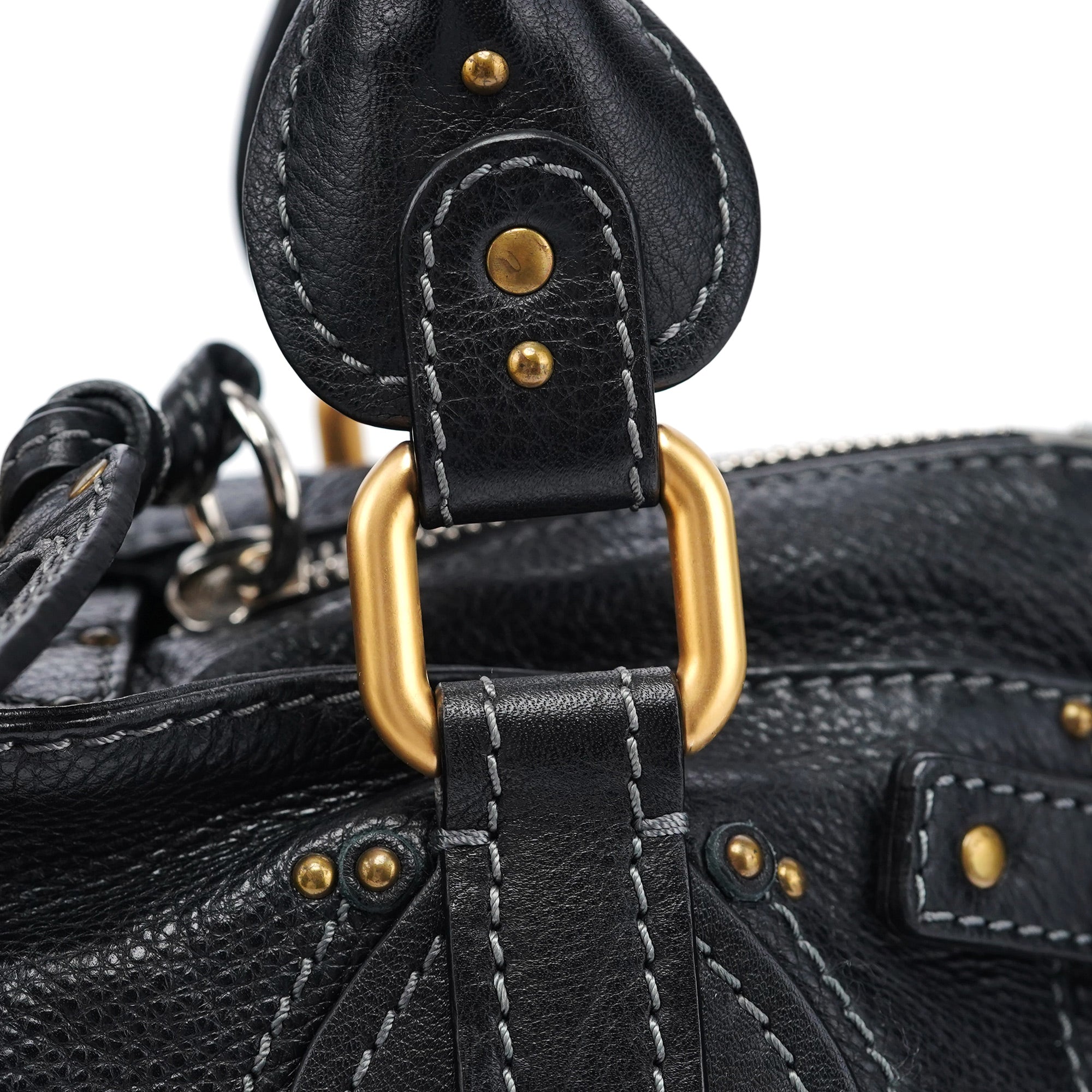 Black Leather Paddington Shoulder Bag