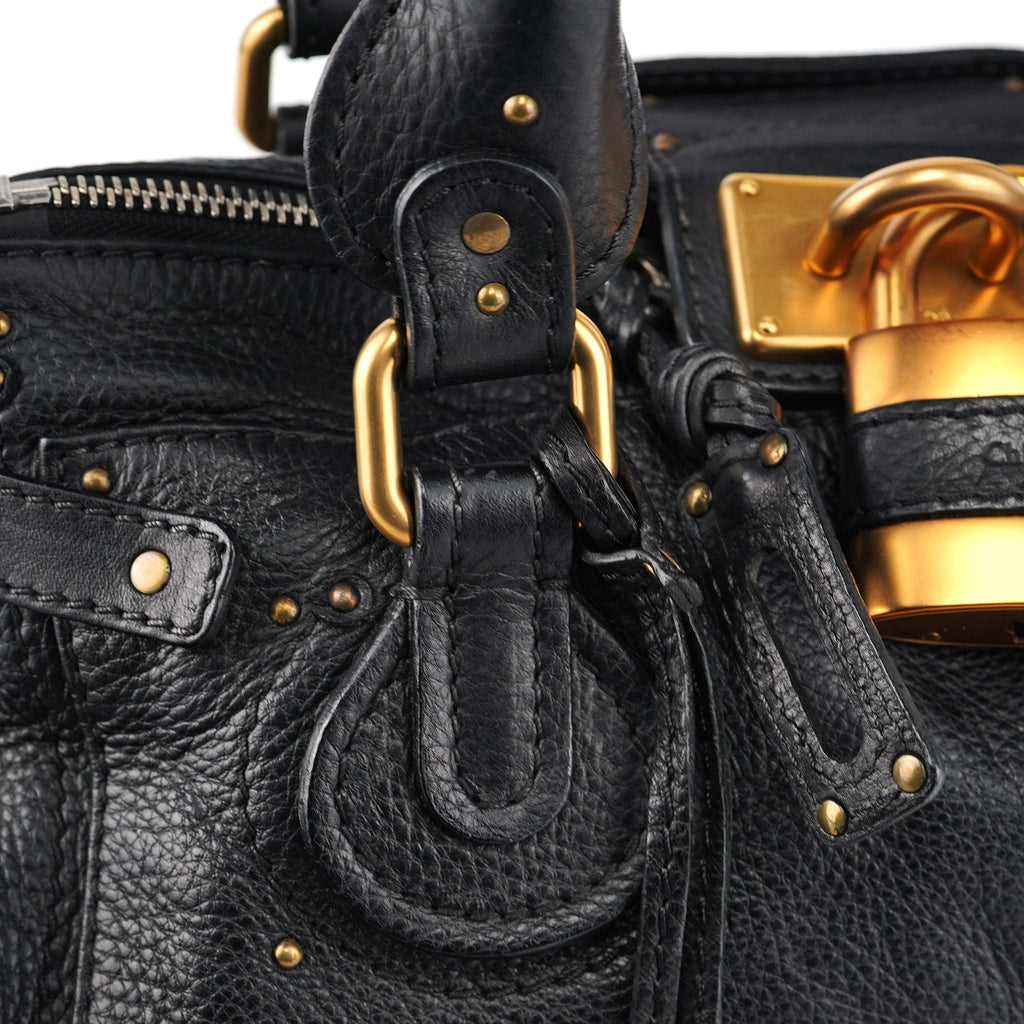 Black Leather Paddington Shoulder Bag