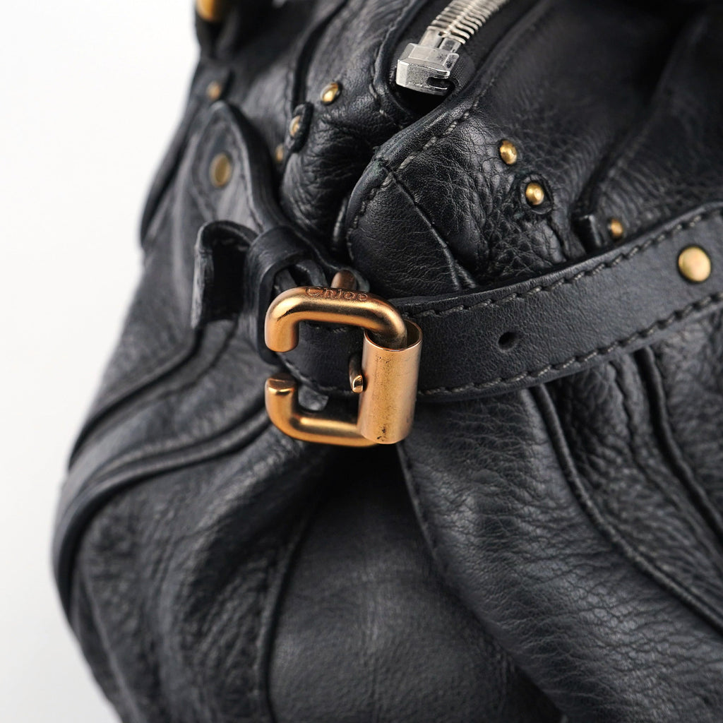 Black Leather Paddington Shoulder Bag