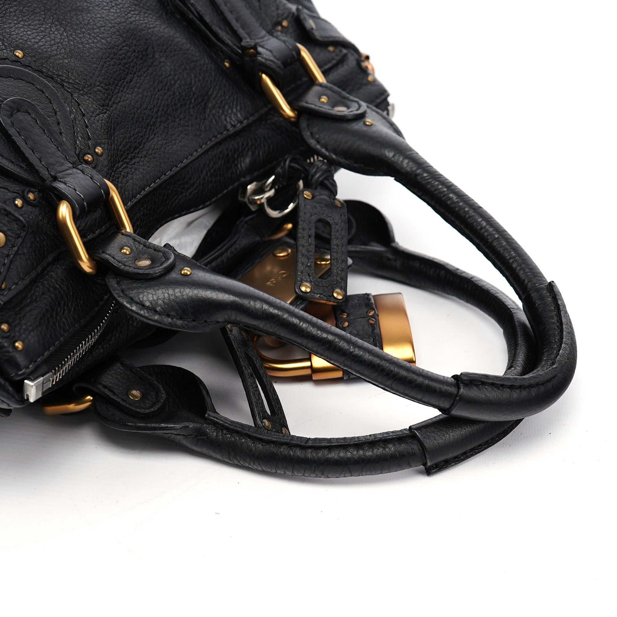 Black Leather Paddington Shoulder Bag