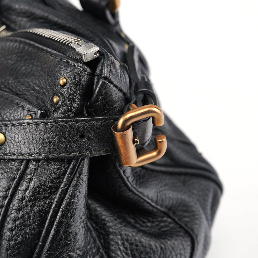Black Leather Paddington Shoulder Bag