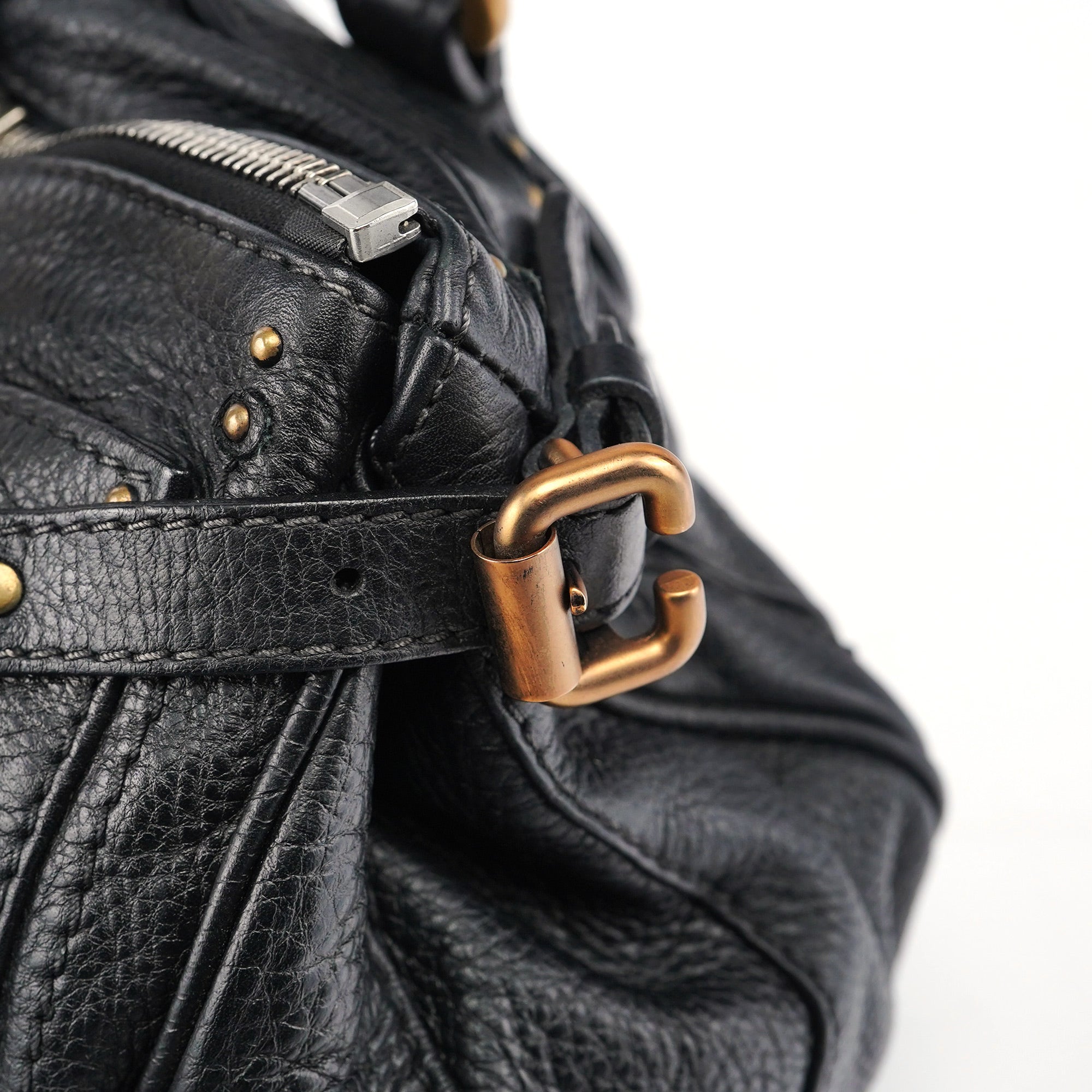 Black Leather Paddington Shoulder Bag