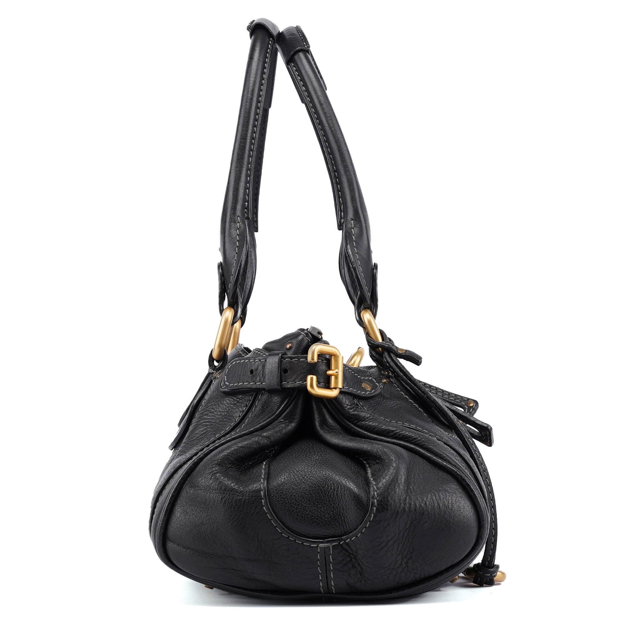Black Leather Paddington Shoulder Bag