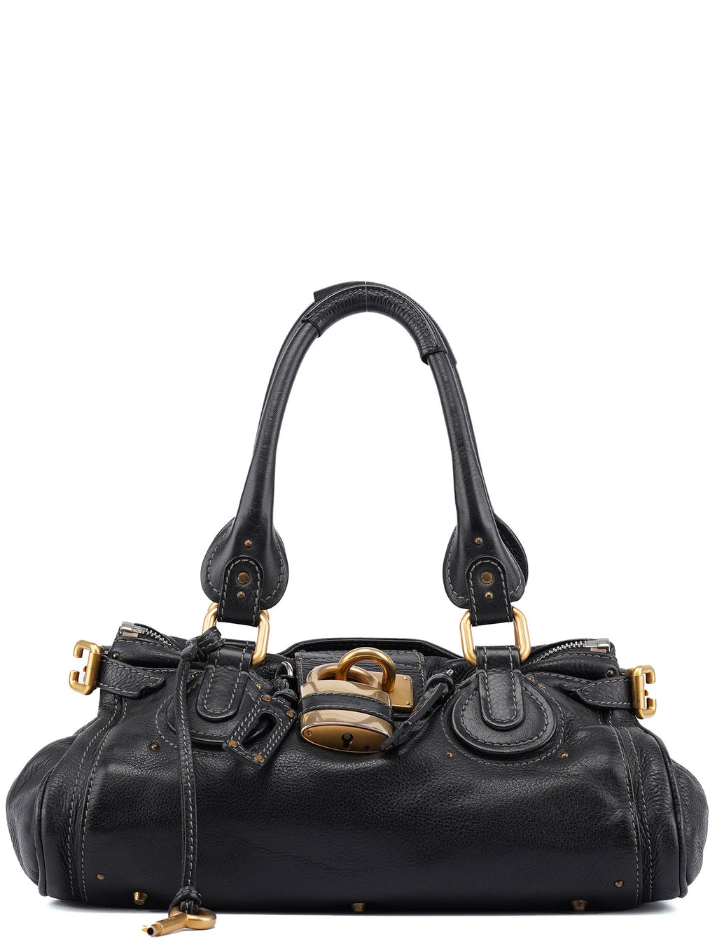 Black Leather Paddington Shoulder Bag