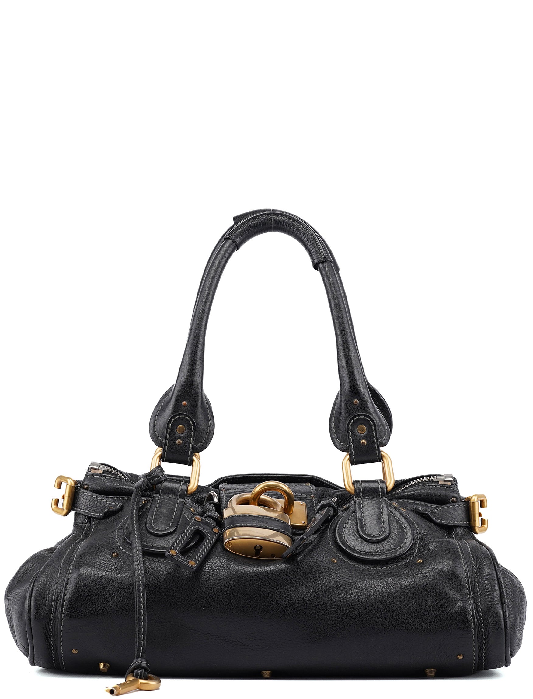 Black Leather Paddington Shoulder Bag