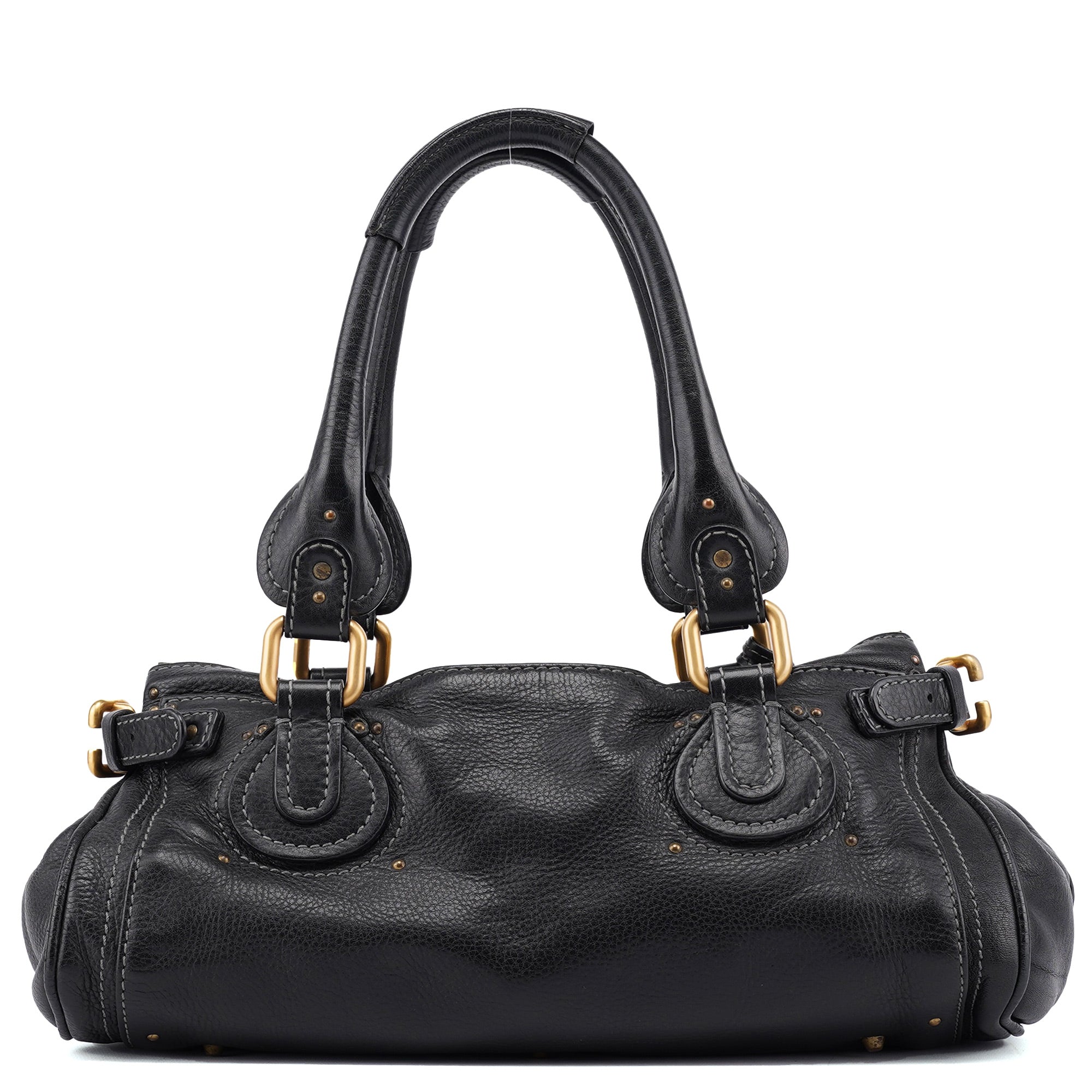 Black Leather Paddington Shoulder Bag