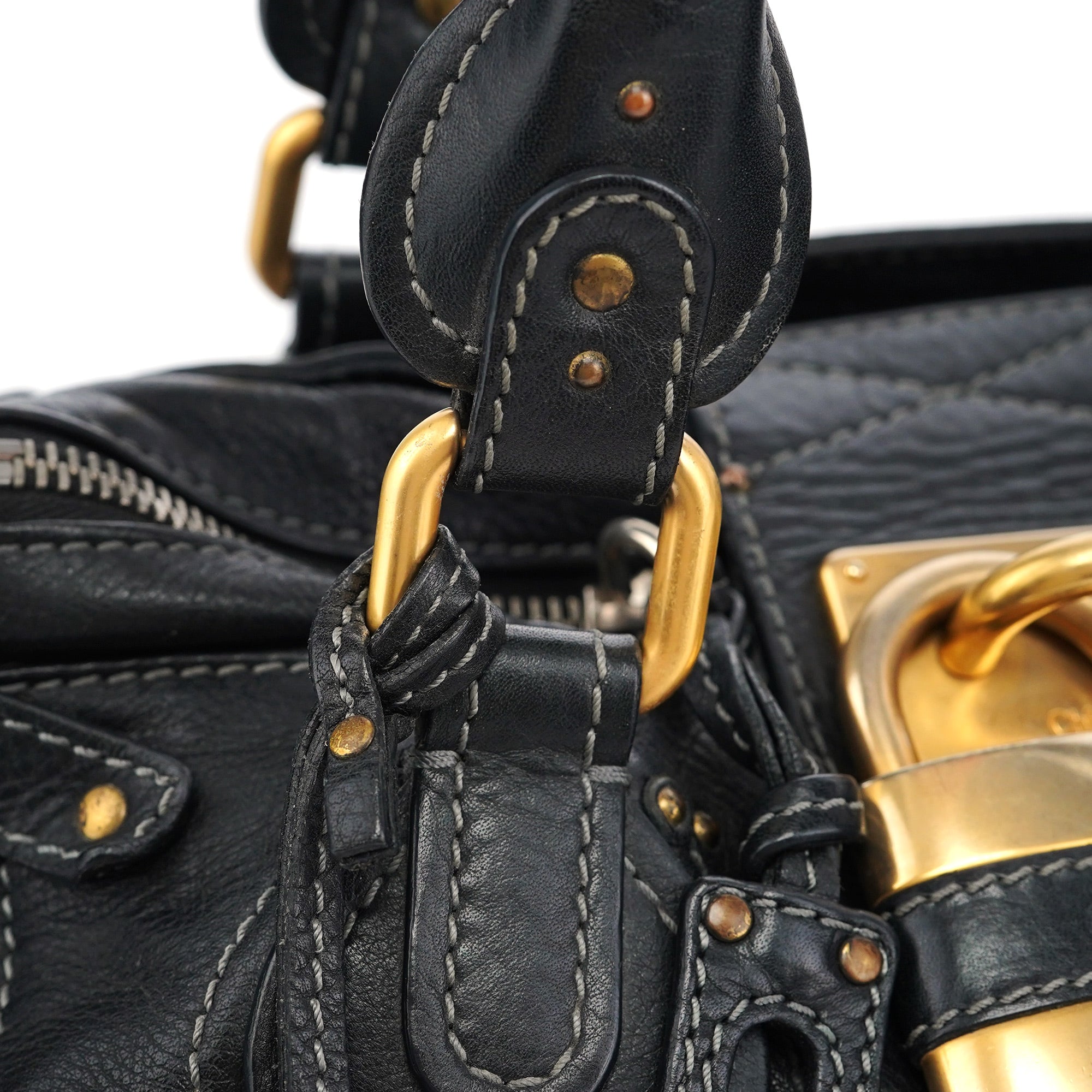 Black Leather Paddington Shoulder Bag