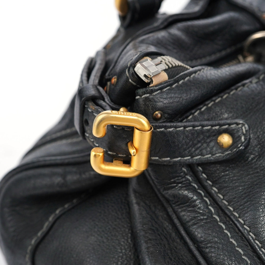 Black Leather Paddington Shoulder Bag
