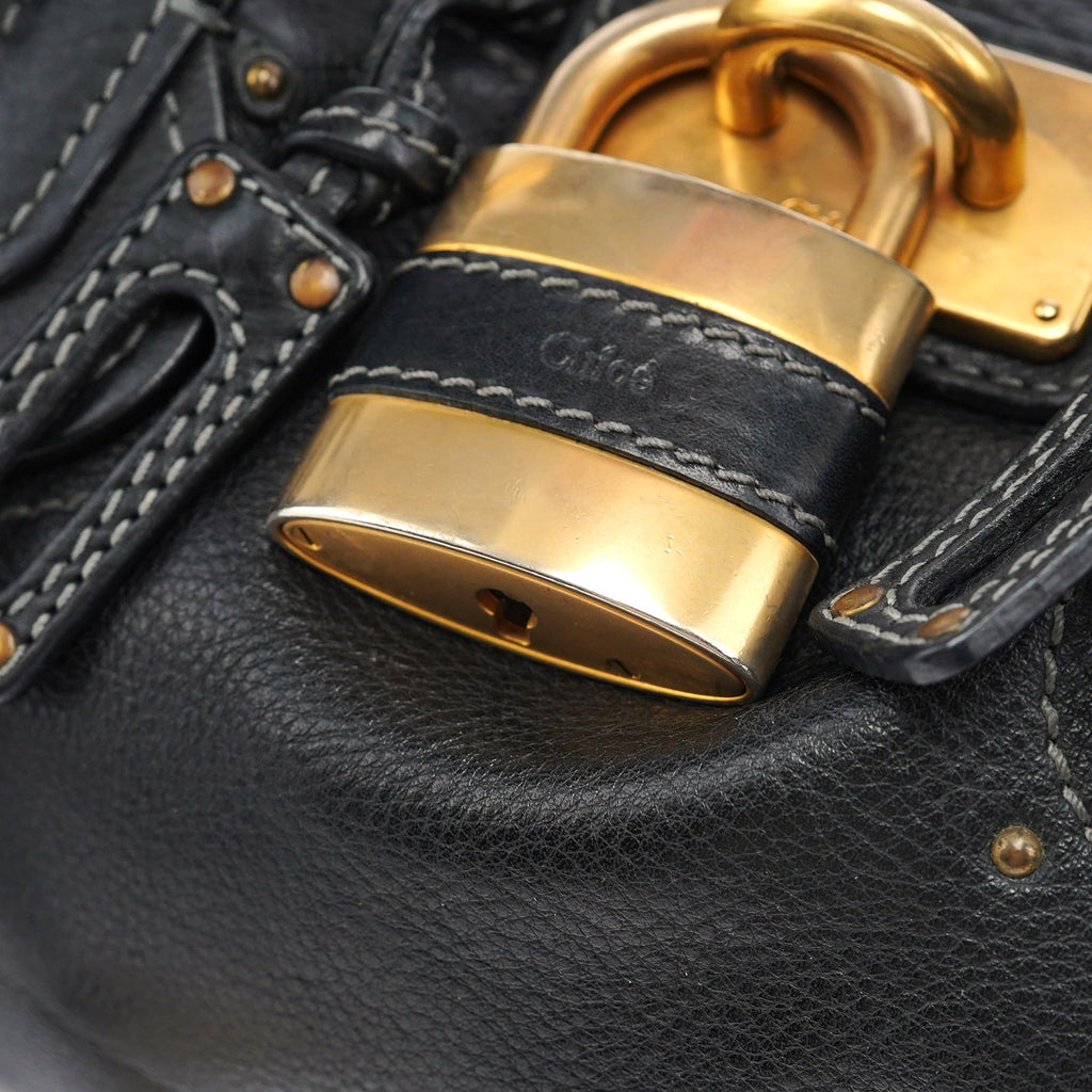 Black Leather Paddington Shoulder Bag