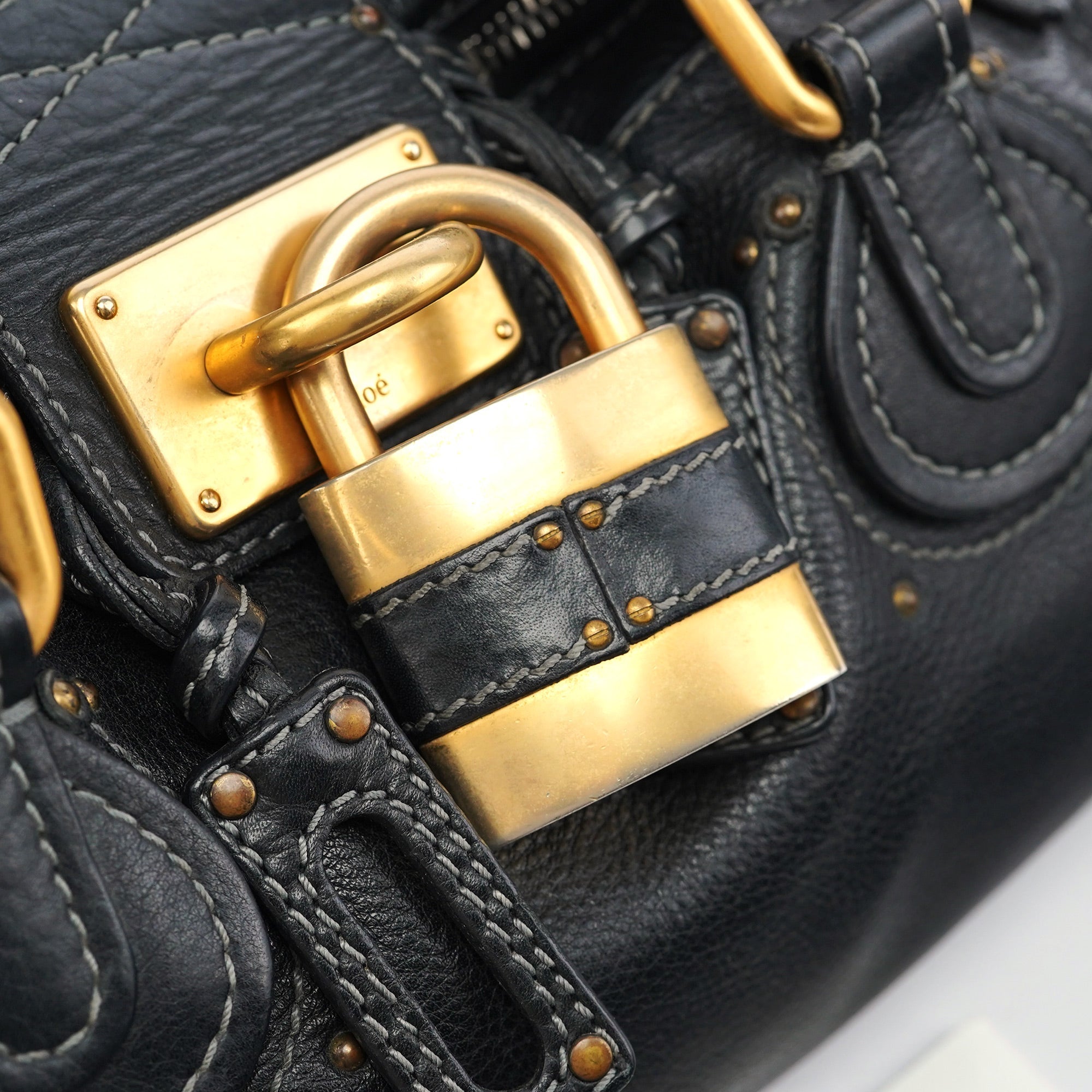 Black Leather Paddington Shoulder Bag