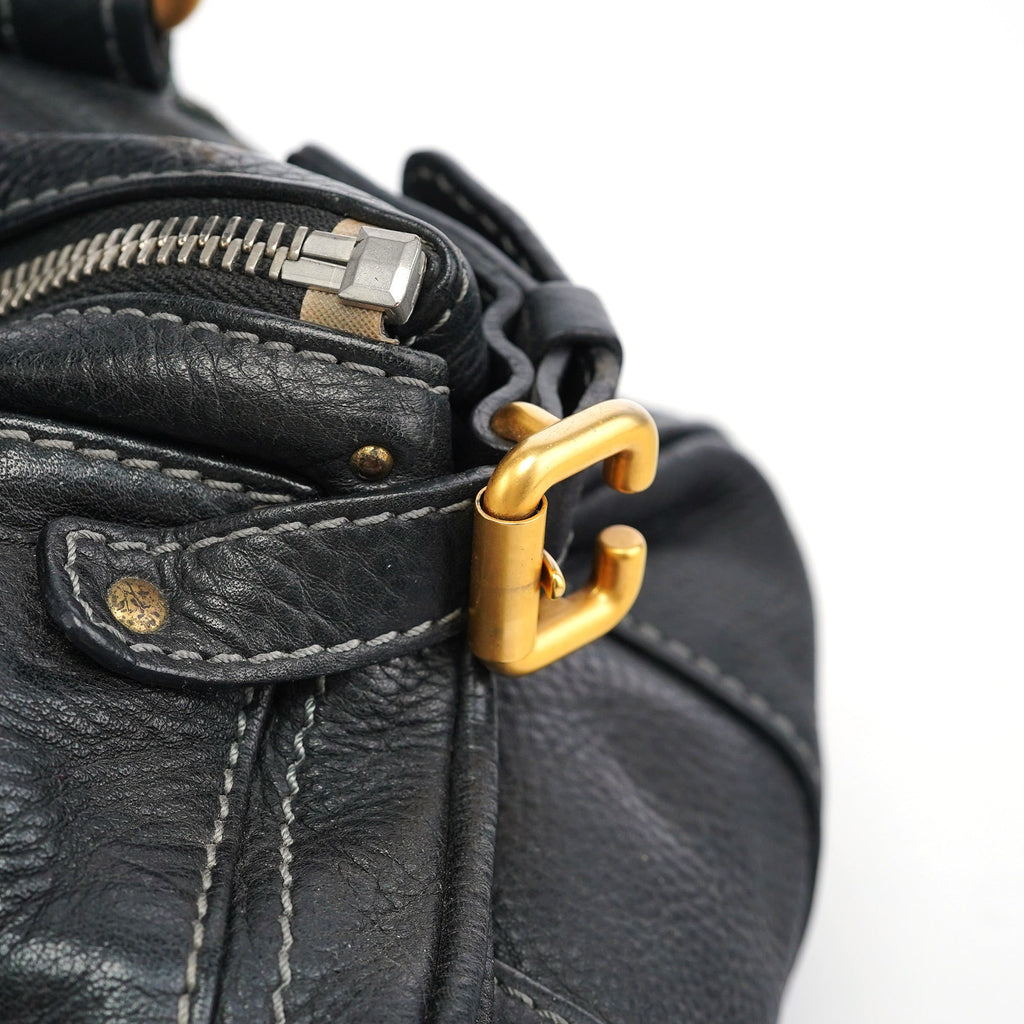 Black Leather Paddington Shoulder Bag
