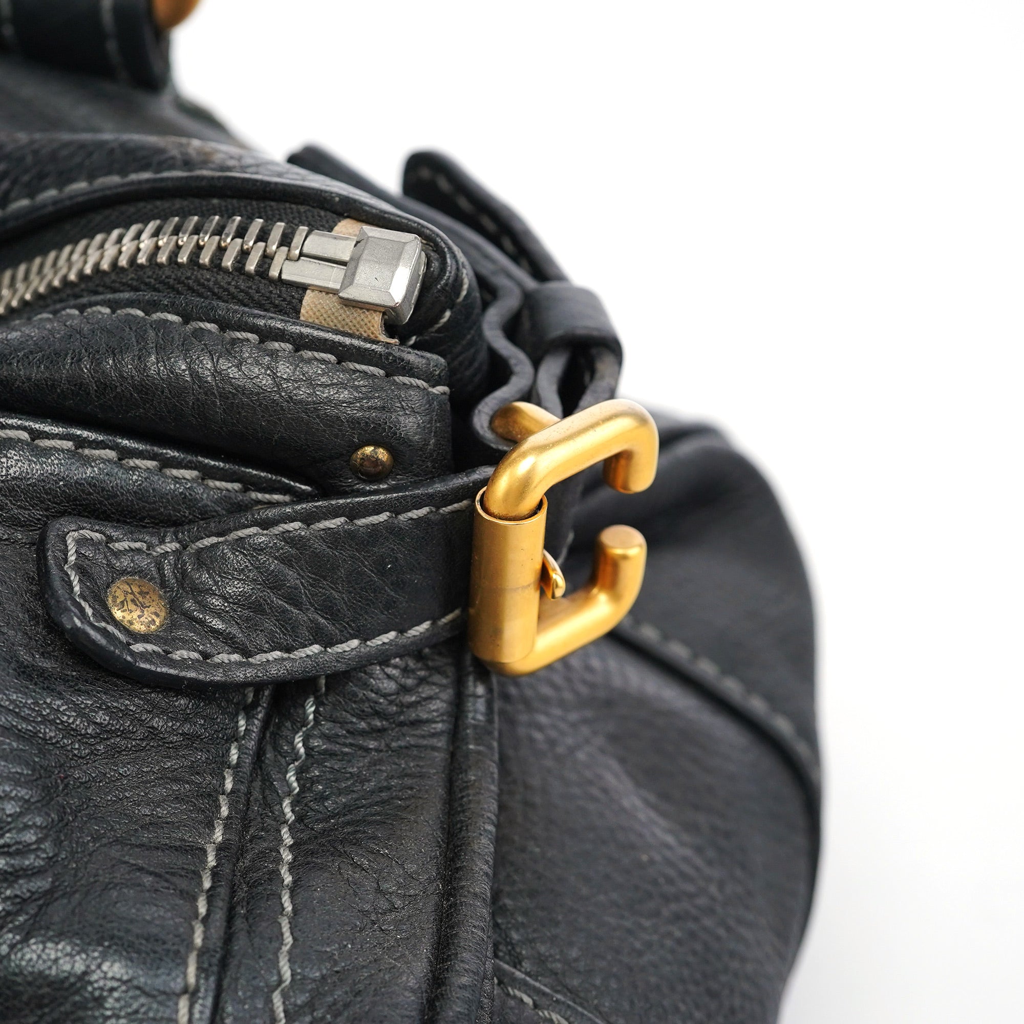 Black Leather Paddington Shoulder Bag