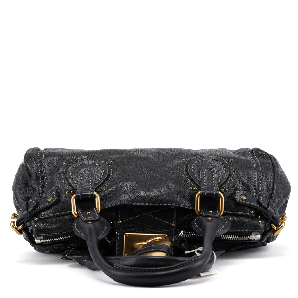 Black Leather Paddington Shoulder Bag