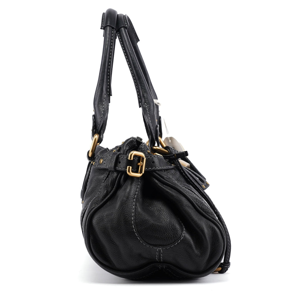 Black Leather Paddington Shoulder Bag