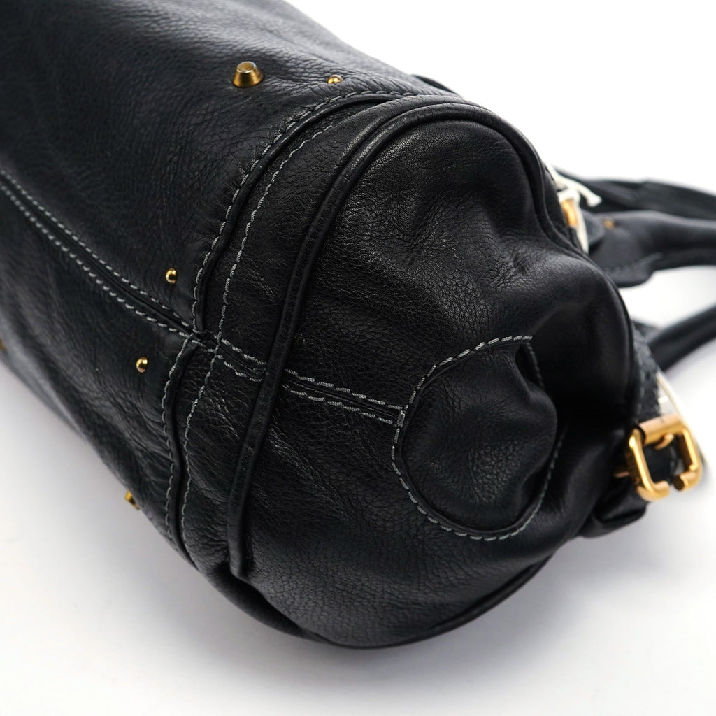 Black Leather Paddington Shoulder Bag
