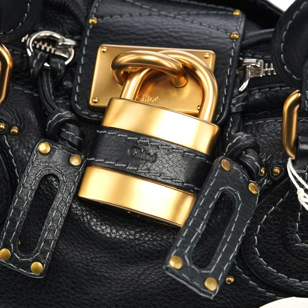 Black Leather Paddington Shoulder Bag