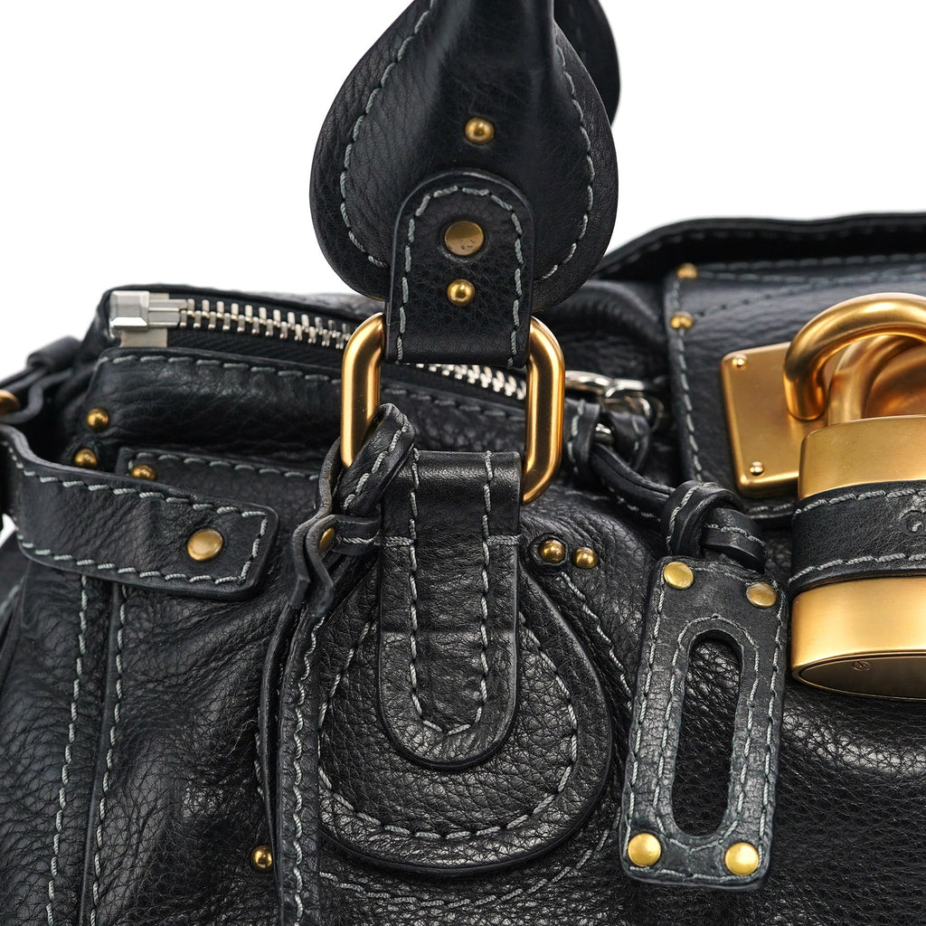 Black Leather Paddington Shoulder Bag